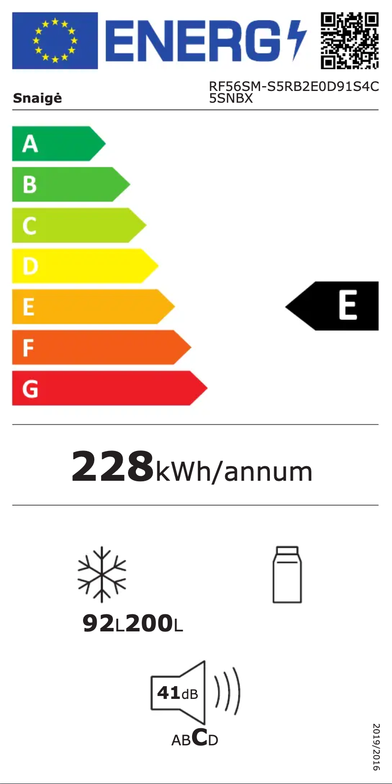 Page n°1 - Label énergétique Snaigė Fresh INN RF57SM-S5RB2E0