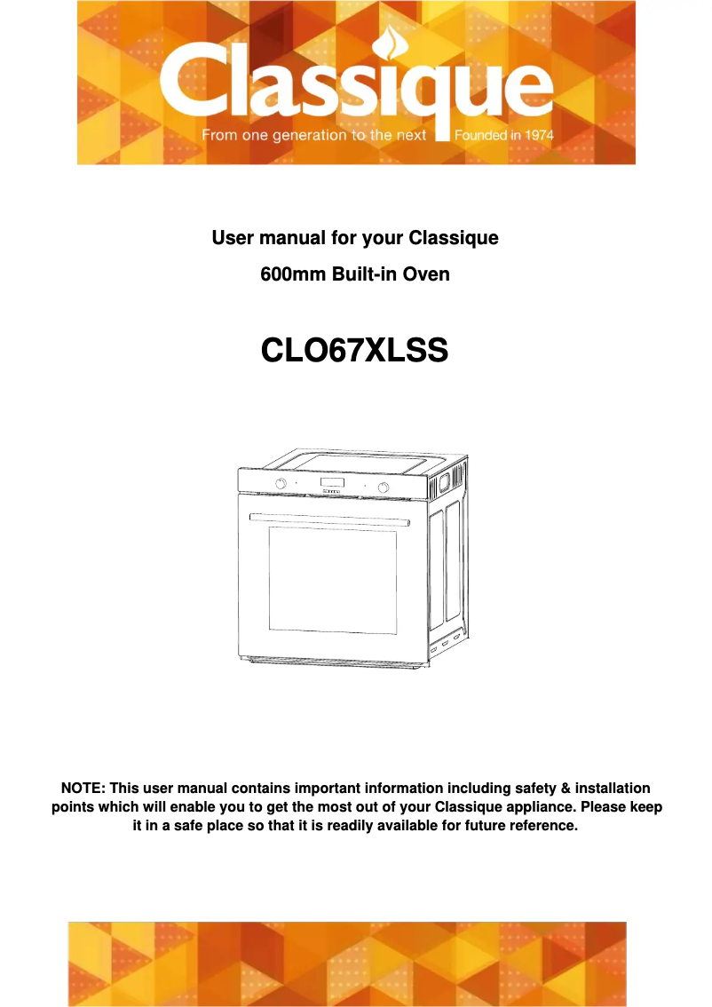 Page n°1 - Manuel utilisateur Classique CLO67XLSS