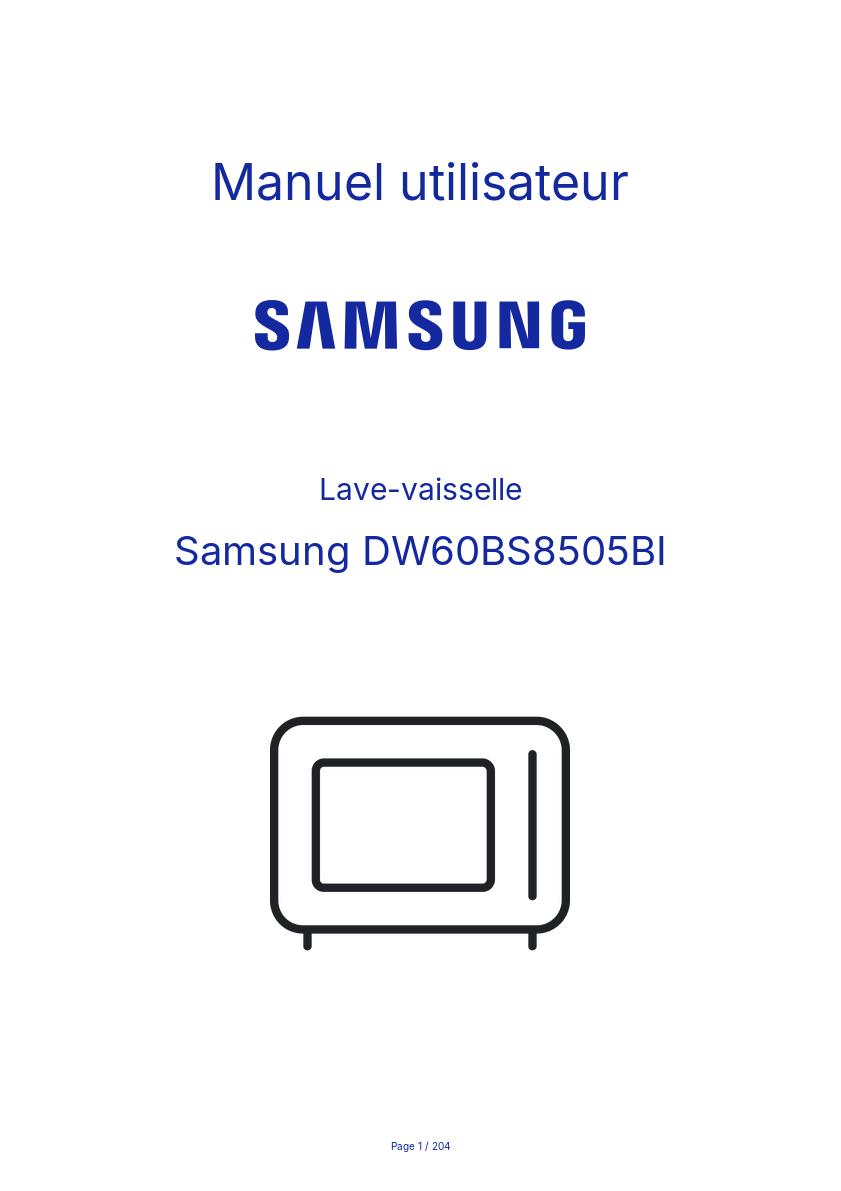 Image de la première page du manuel de l'appareil DW60BS8505BI