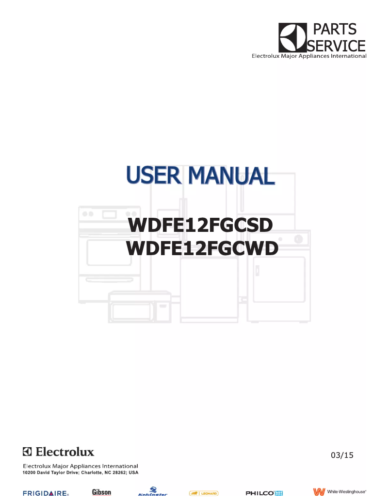 Page n°1 - Manuel utilisateur White-Westinghouse WDFE12FGCWD