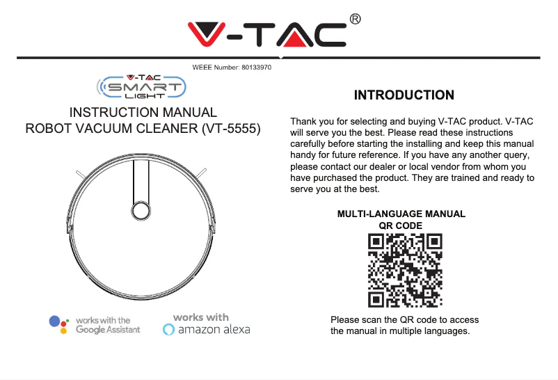 Page 1 de la notice Manuel utilisateur V-TAC VT-5555