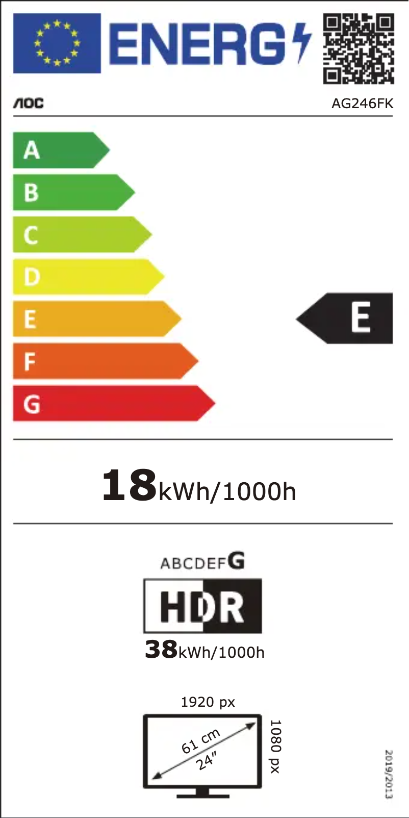 Página 1 del manual Etiqueta energética AOC AGON Pro AG246FK
