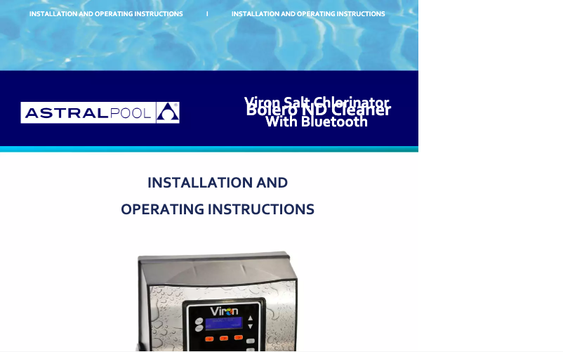 Page n°1 - Manuel utilisateur AstralPool Viron V35