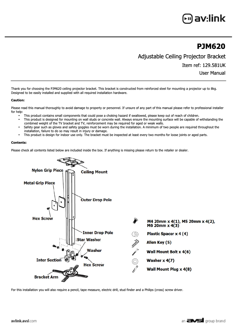 Página 1 del manual Manual de usuario AV:link PJM620