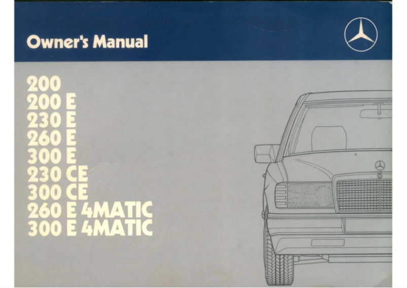 Page 1 de la notice Manuel utilisateur Mercedes-Benz 300 CE (1988)