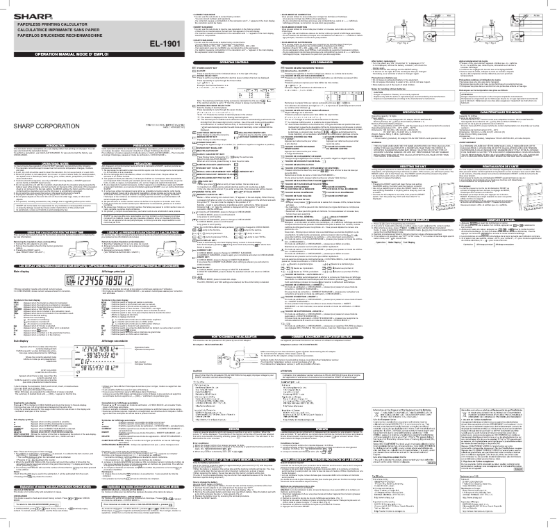 Image de la première page du manuel de l'appareil EL-1901
