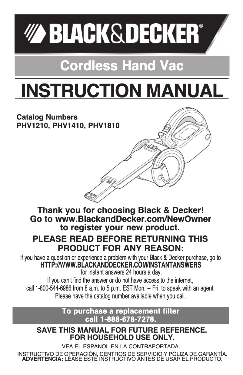 Page 1 de la notice Manuel utilisateur Black & Decker PHV1410