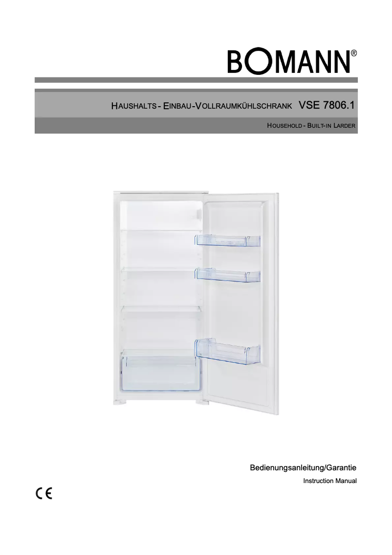 Page 1 de la notice Manuel utilisateur Bomann VSE 7806.1