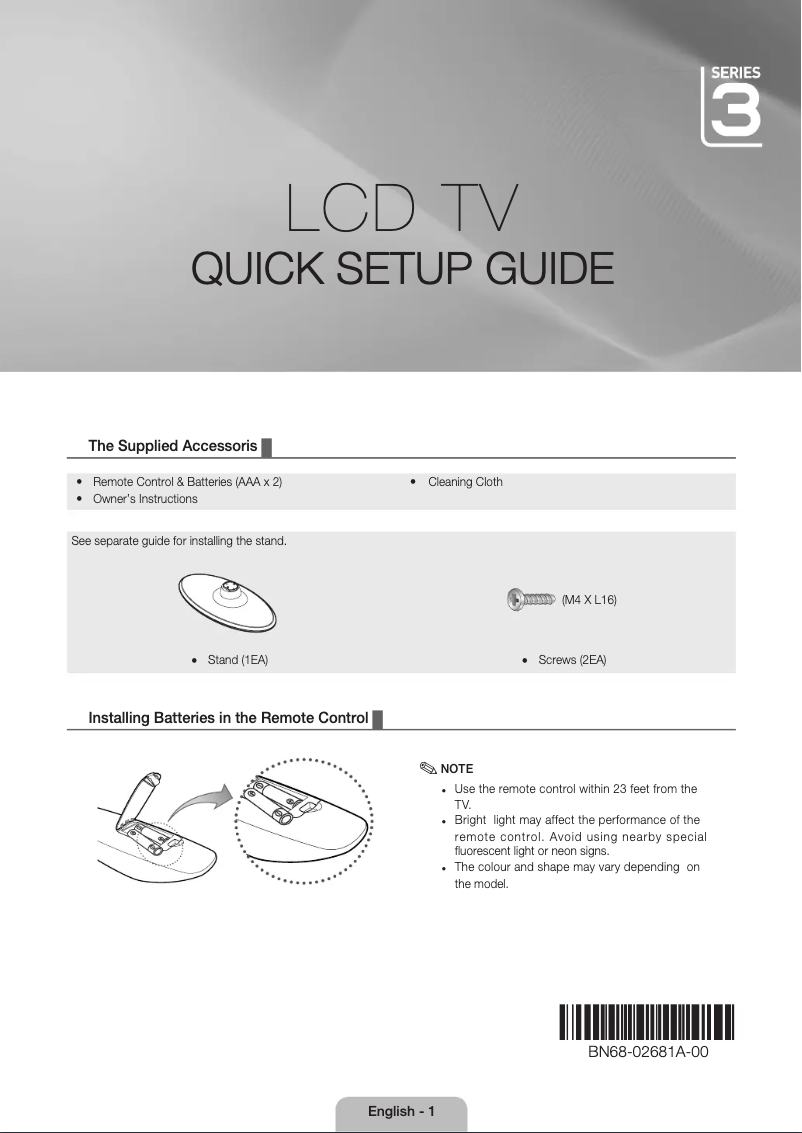 Page n°1 - Manuel utilisateur Samsung LE19C355D1W