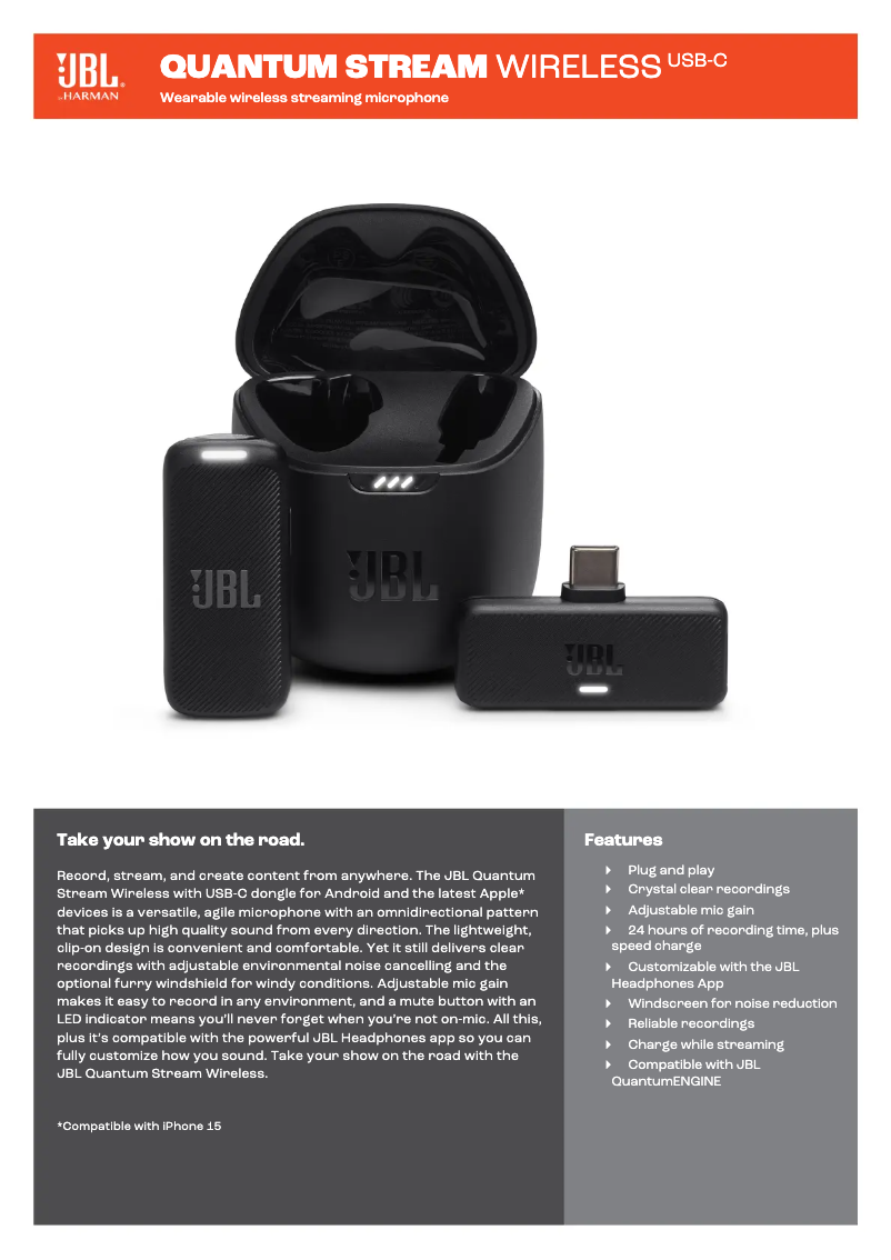 Page n°1 - Fiche technique JBL Quantum Stream Wireless