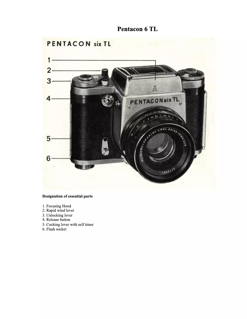 Image de la première page du manuel de l'appareil Six TL