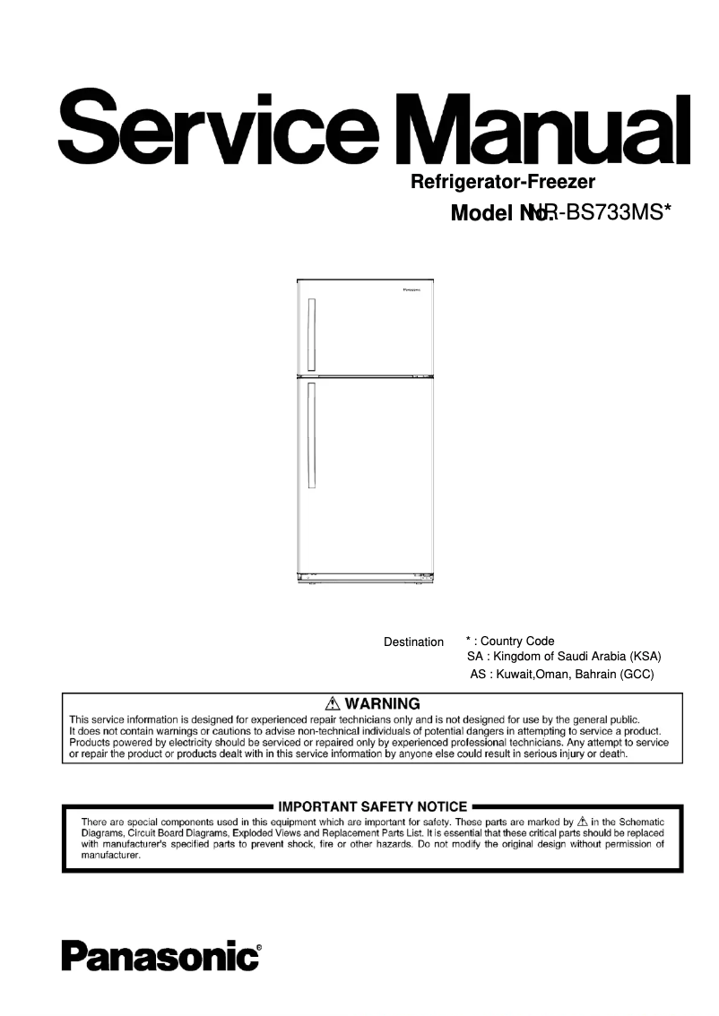 Página 1 del manual Manual de usuario Panasonic NR-BS733MSSA