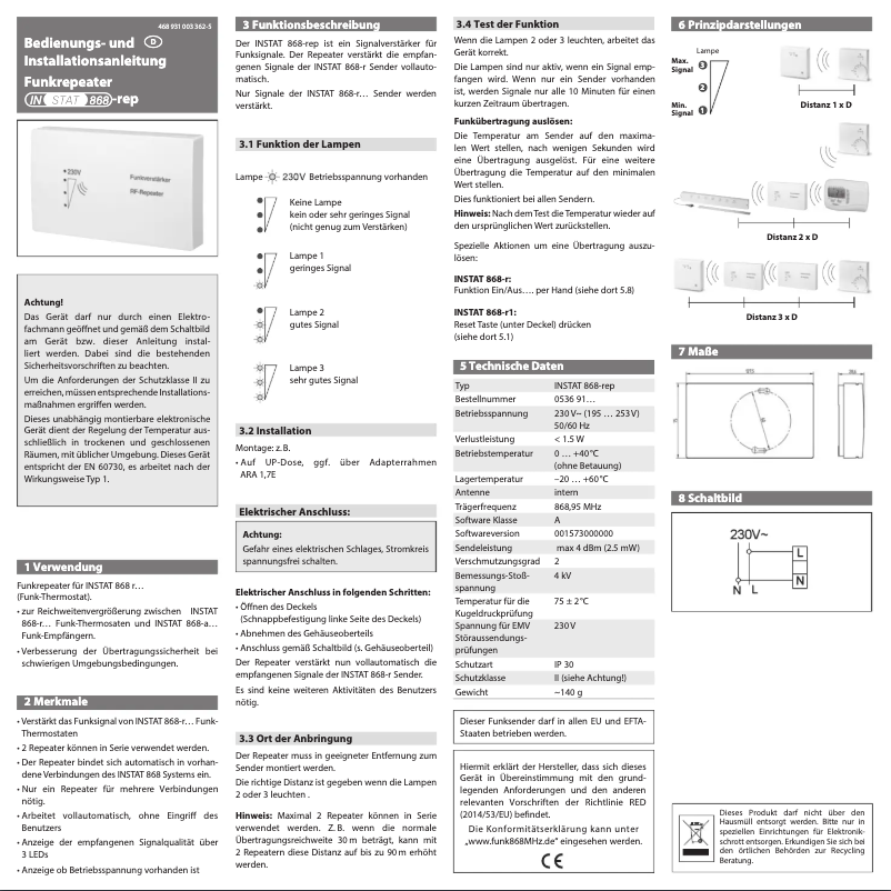 Page n°1 - Manuel utilisateur Eberle INSTAT 868-rep