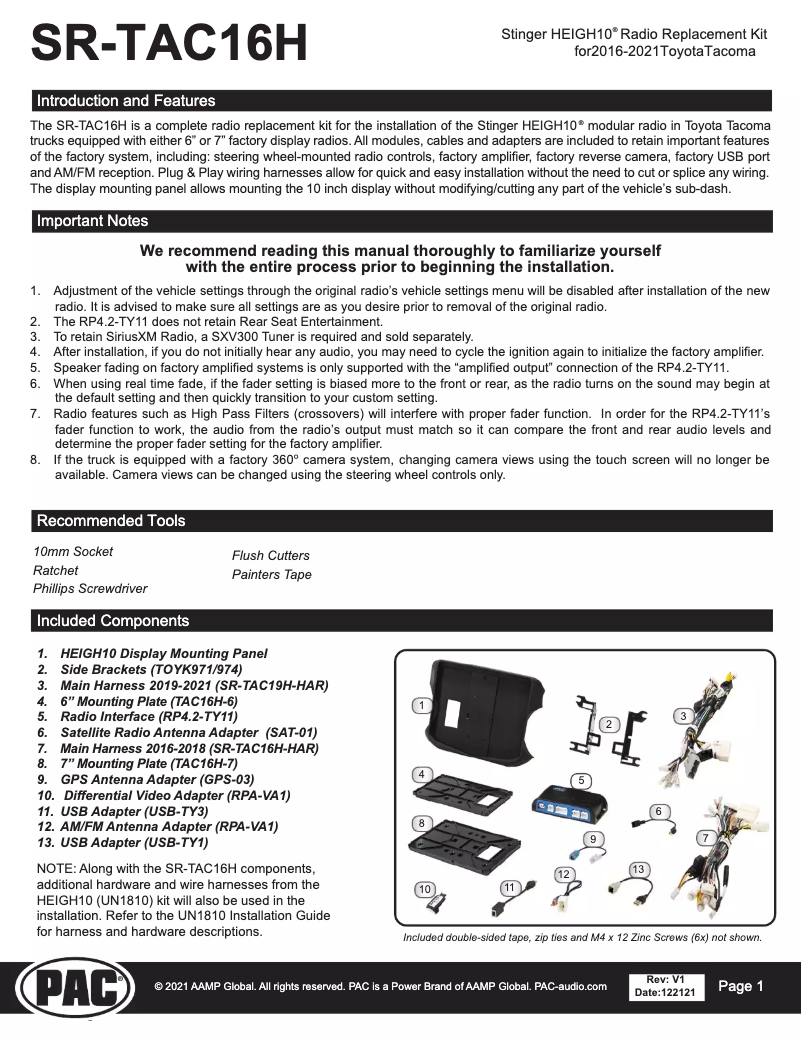 Page 1 de la notice Guide d'installation Stinger HEIGH10 UN1810