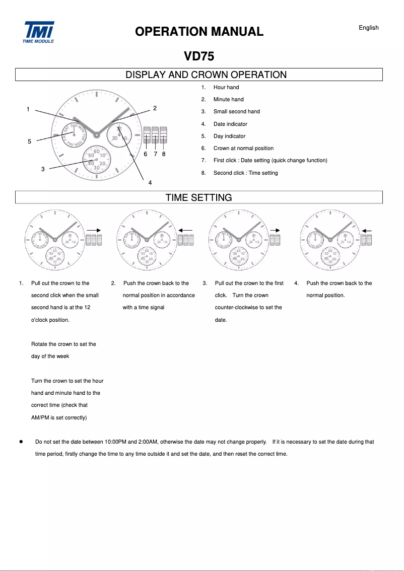 Imagen de la primera página del manual del dispositivo VD75