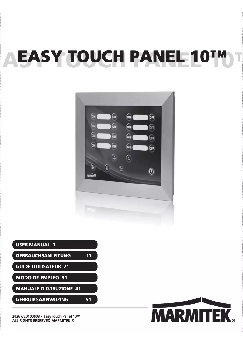 Image de la première page du manuel de l'appareil EasyTouch Panel 10
