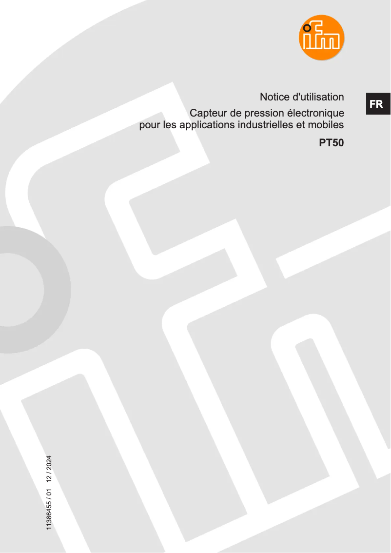 Page 1 de la notice Manuel utilisateur IFM PT5000