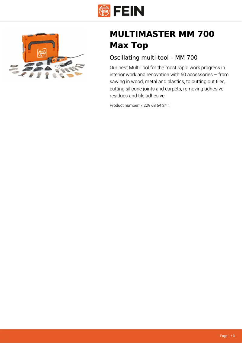 Image de la première page du manuel de l'appareil Multimaster MM 700 Max Top