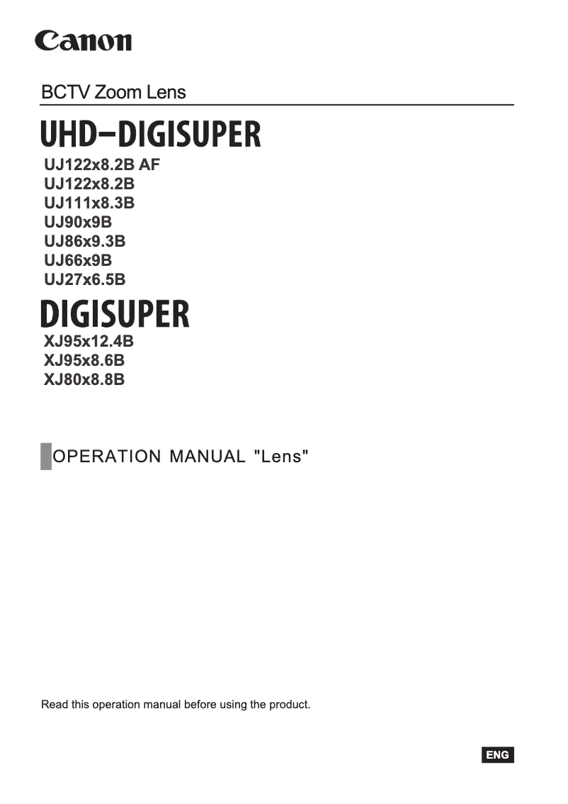 Page 1 de la notice Manuel utilisateur Canon UHD-DIGISUPER 27