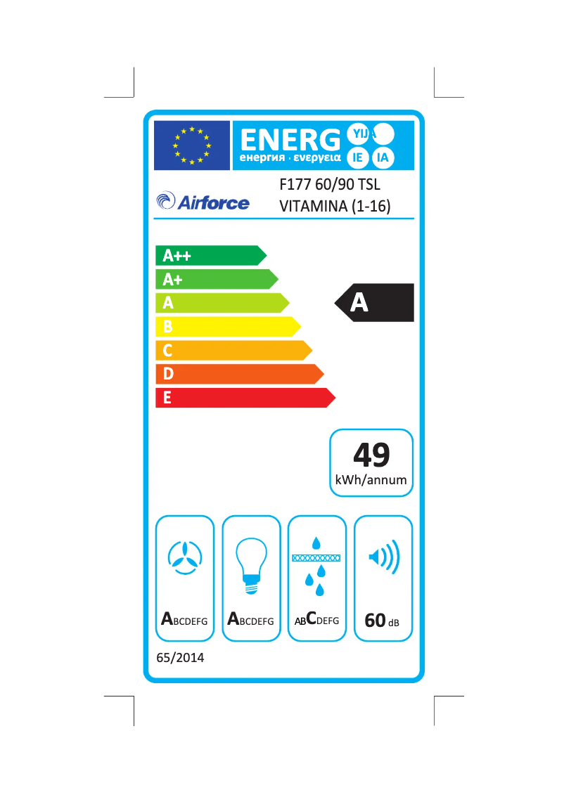 Page 1 de la notice Label énergétique Airforce Vitamine