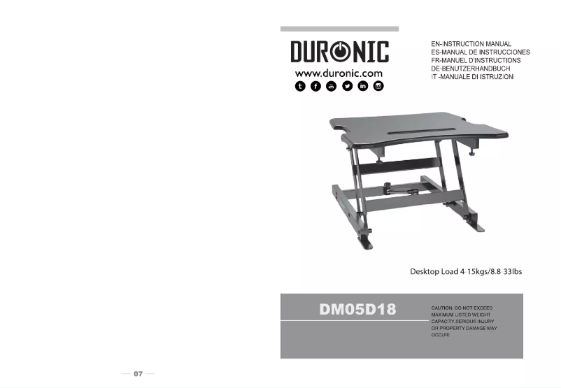 Page 1 de la notice Manuel utilisateur Duronic DM05D18