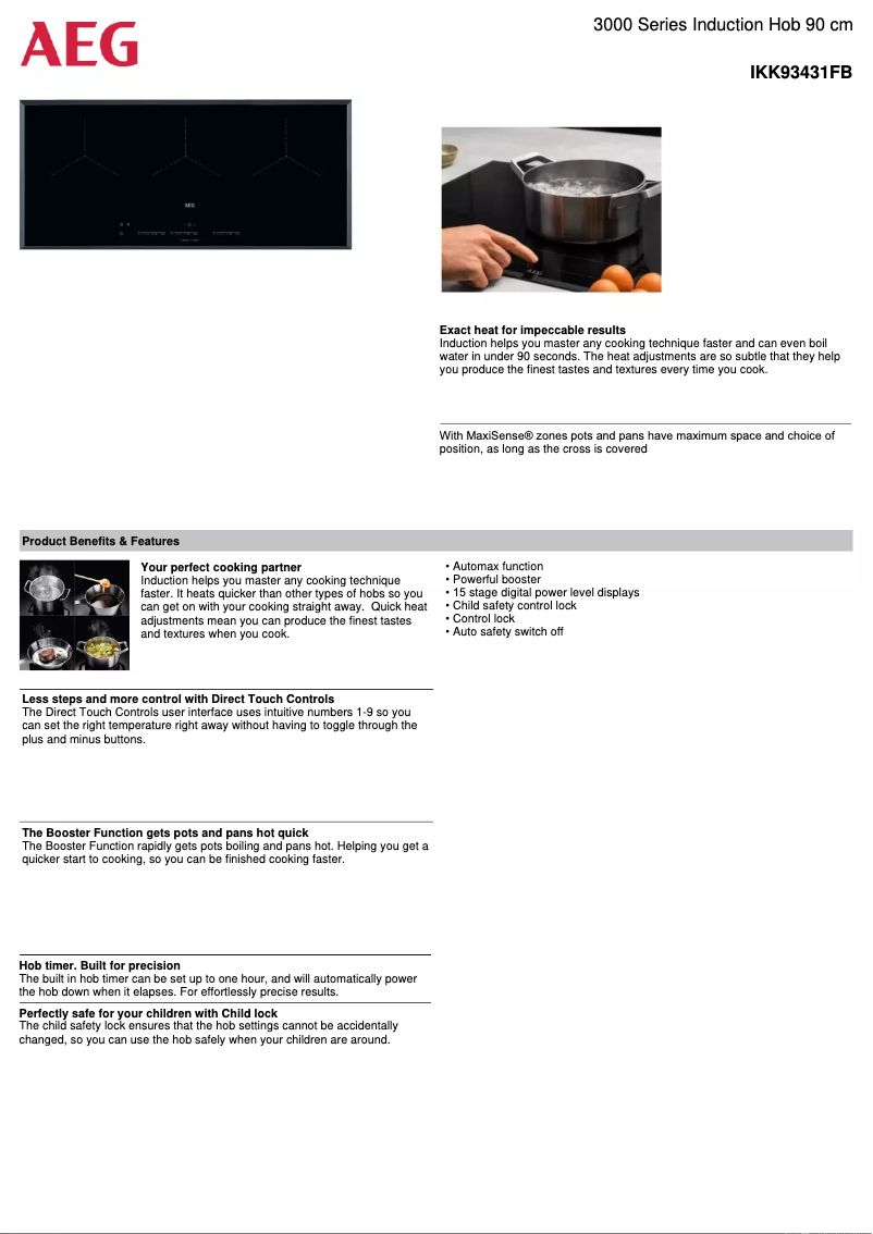Page n°1 - Fiche technique AEG IKK93431FB