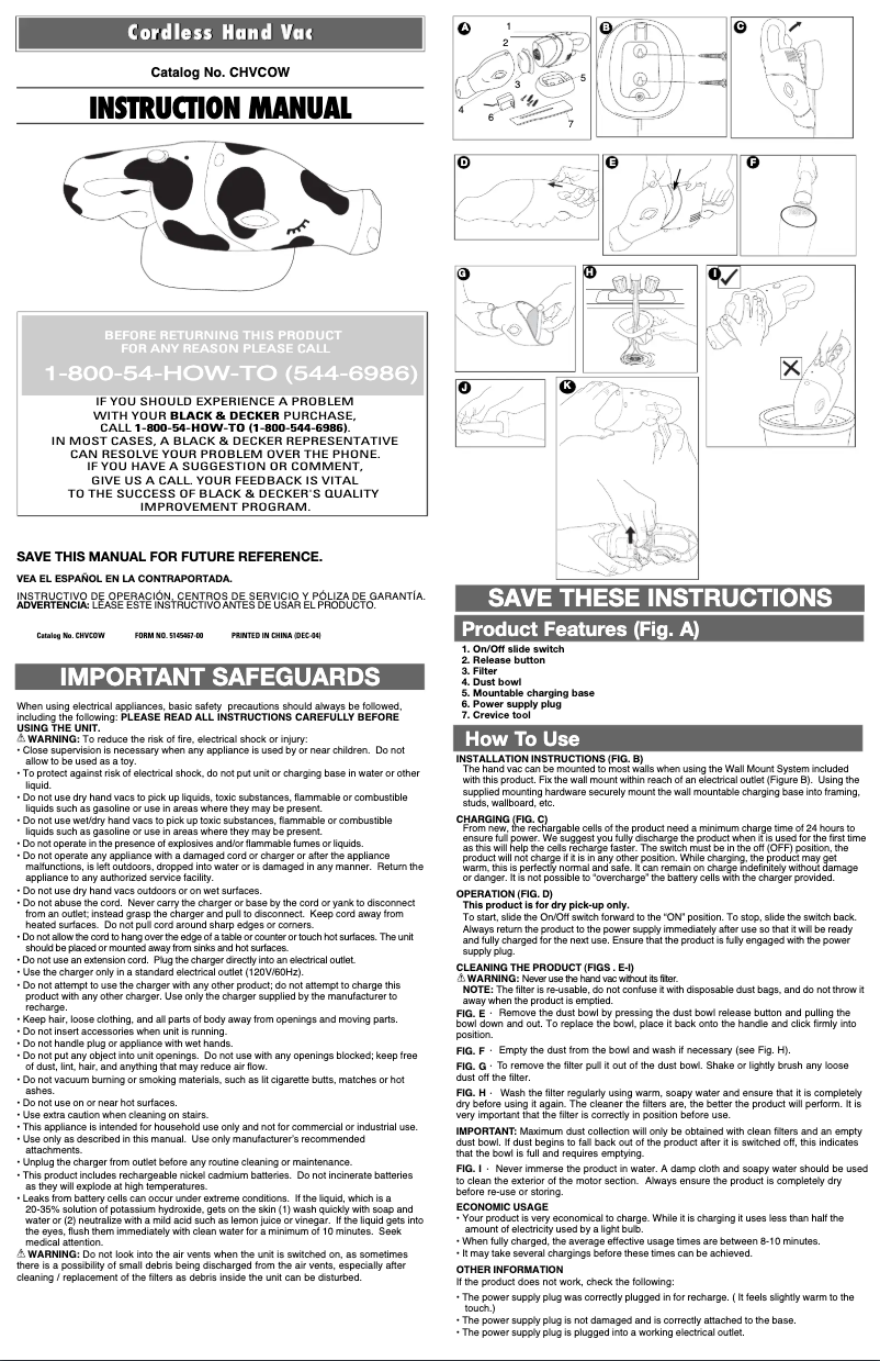 Page 1 de la notice Manuel utilisateur Black & Decker CHVCOW