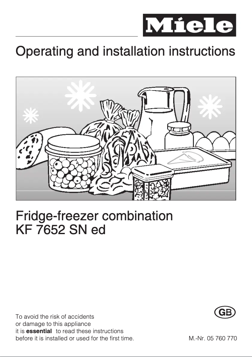 Page 1 de la notice Manuel utilisateur Miele KF 7652 SN ed