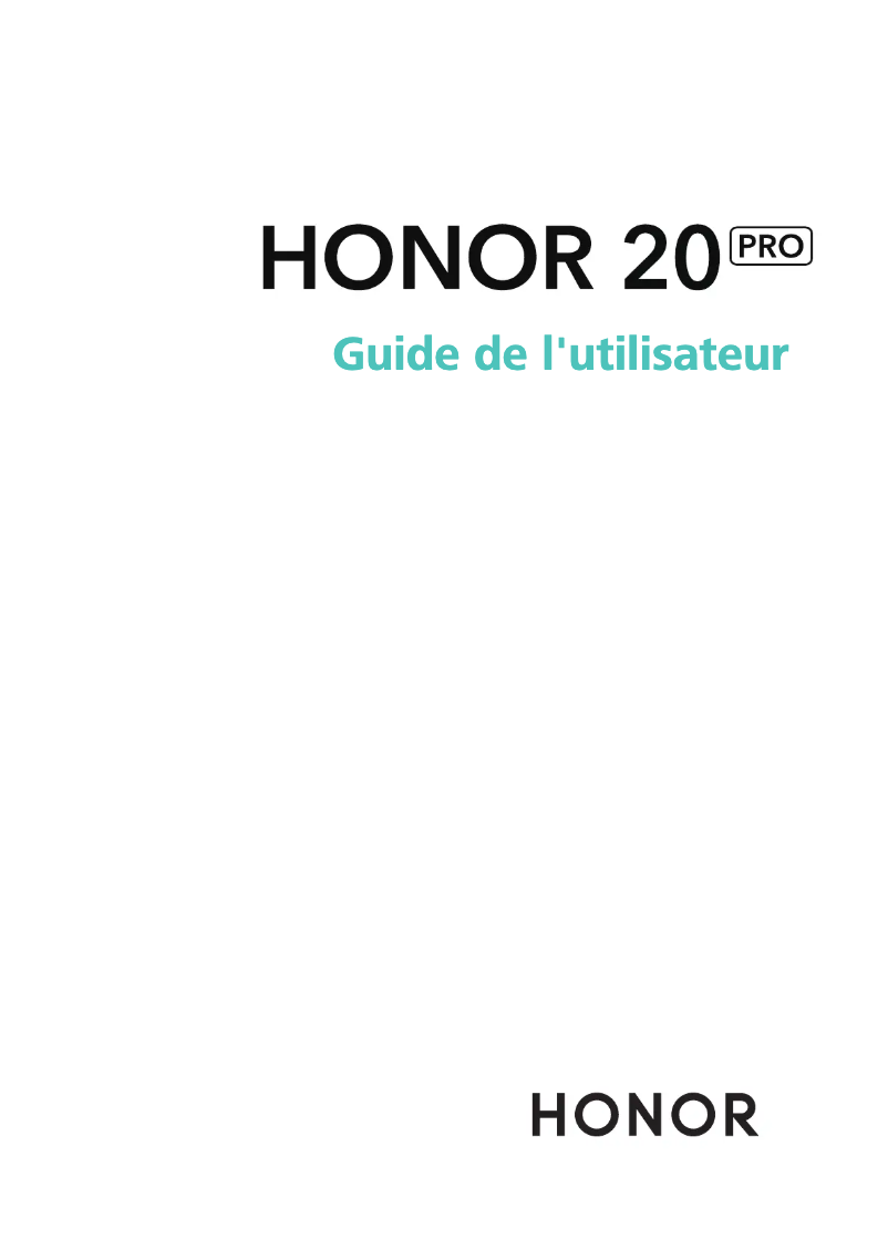Page 1 de la notice Manuel utilisateur Honor 20 Pro