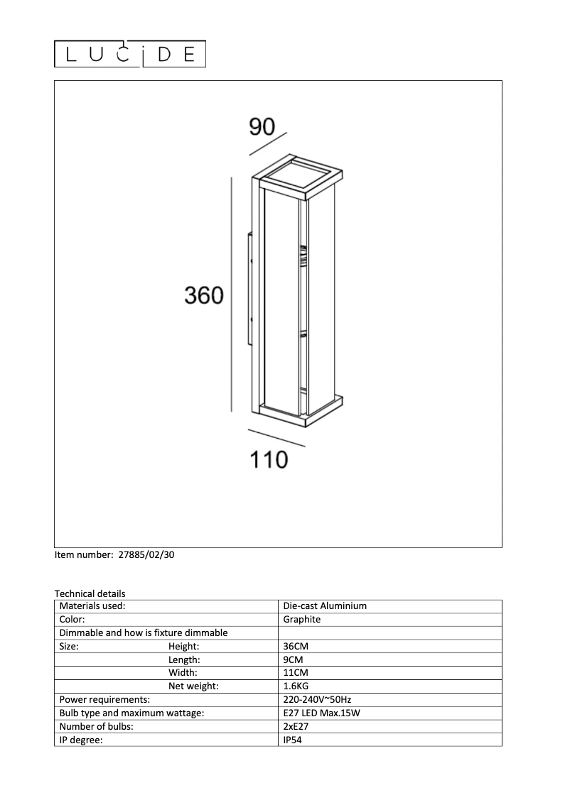 Página 1 del manual Manual de usuario Lucide Claire mini 27885/02/30