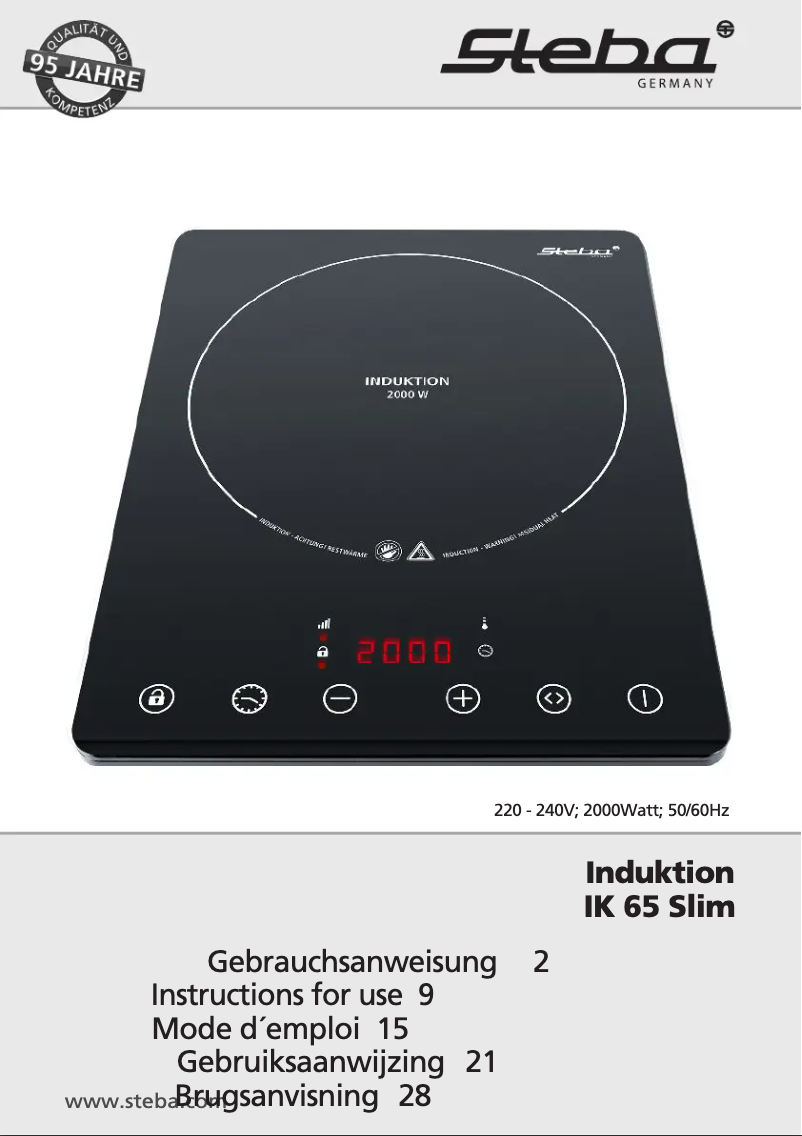 Page 1 de la notice Manuel utilisateur Steba IK 65 Slim