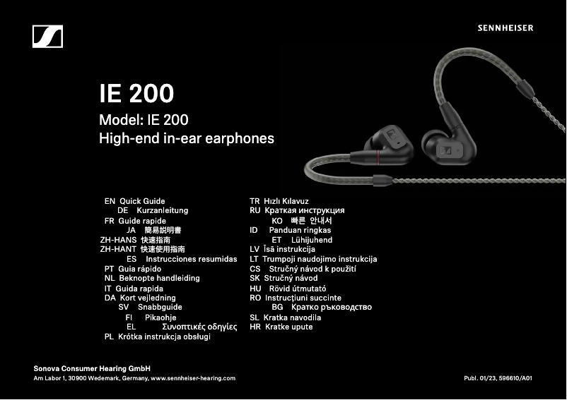 Image de la première page du manuel de l'appareil IE 200