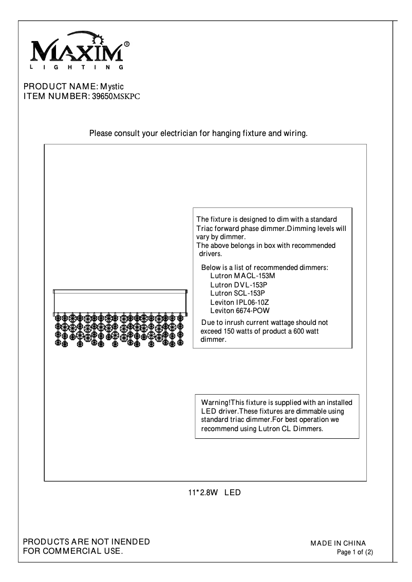 Page n°1 - Manuel utilisateur Maxim Mystic 39650MSKPC