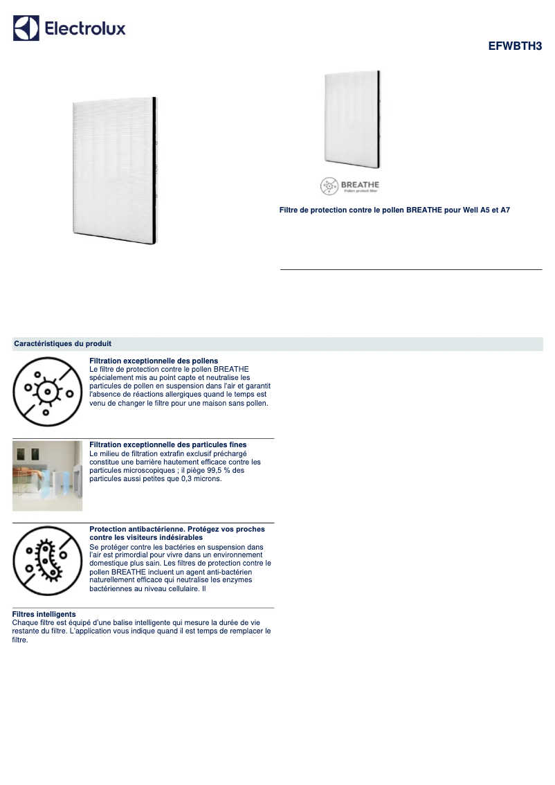 Image de la première page du manuel de l'appareil EFWBTH3