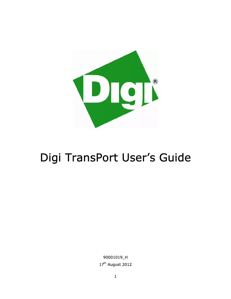 Page n°1 - Manuel utilisateur Digi TransPort WR44R