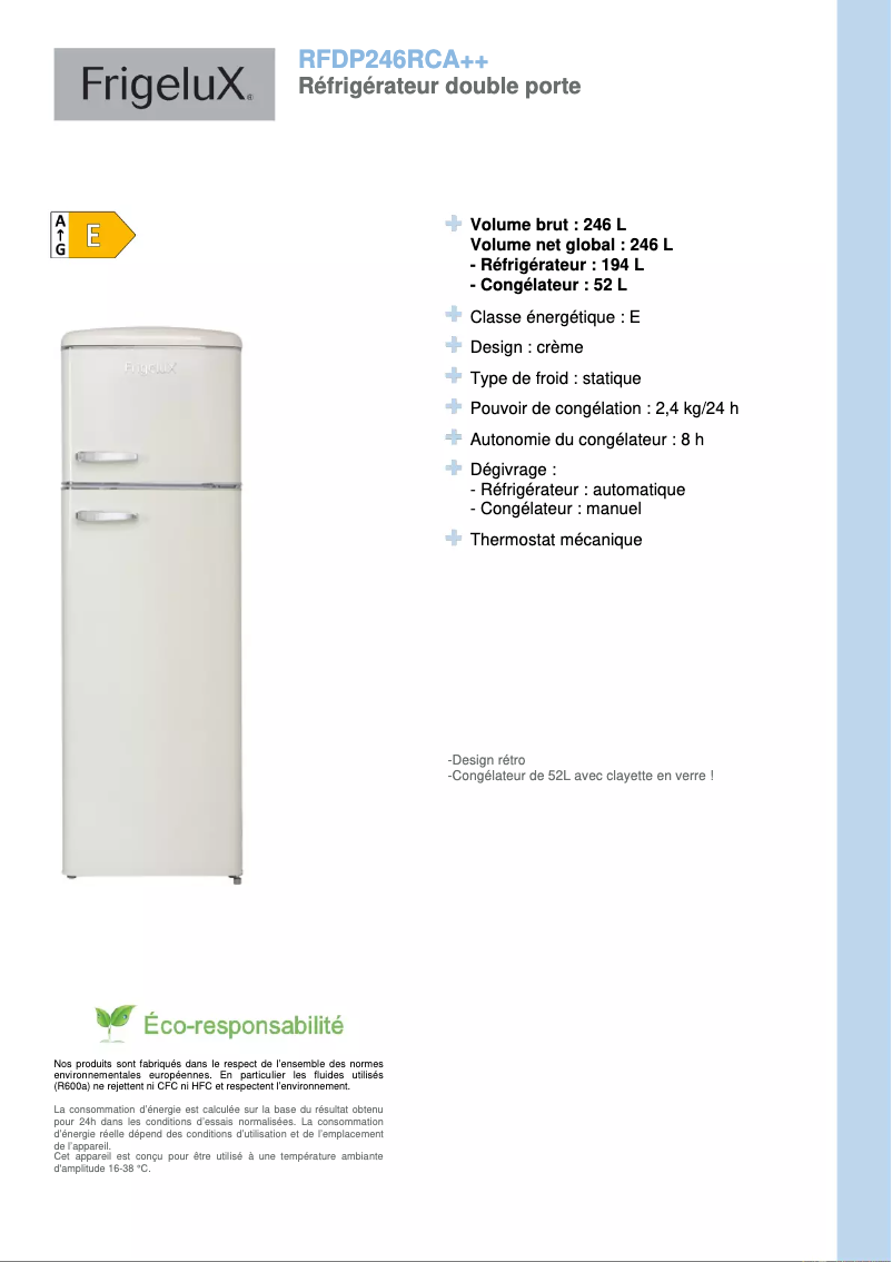 Image de la première page du manuel de l'appareil RFDP246RCA++