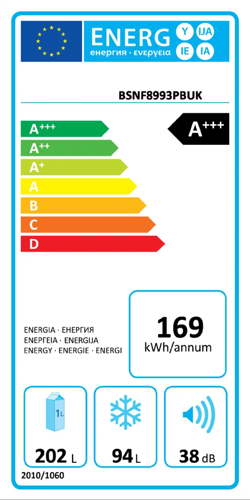 Page n°1 - Label énergétique Whirlpool BSNF 8993 PB UK