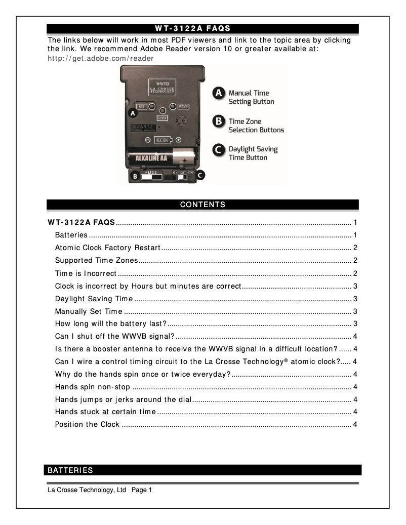 Page n°1 - FAQ La Crosse Technology WT-3122A