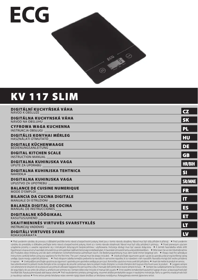 Página 1 del manual Manual de usuario ECG KV 117 SLIM