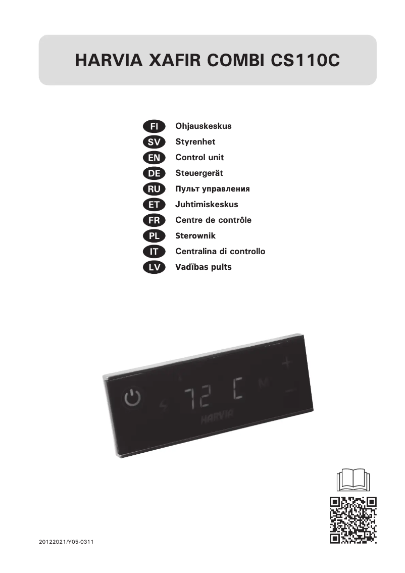 Page 1 de la notice Manuel utilisateur Harvia Xafir CS110C