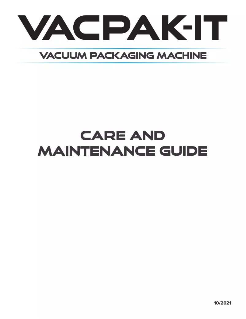 Page n°1 - Manuel d'utilisation et d'entretien VacPak-It VMC12OP