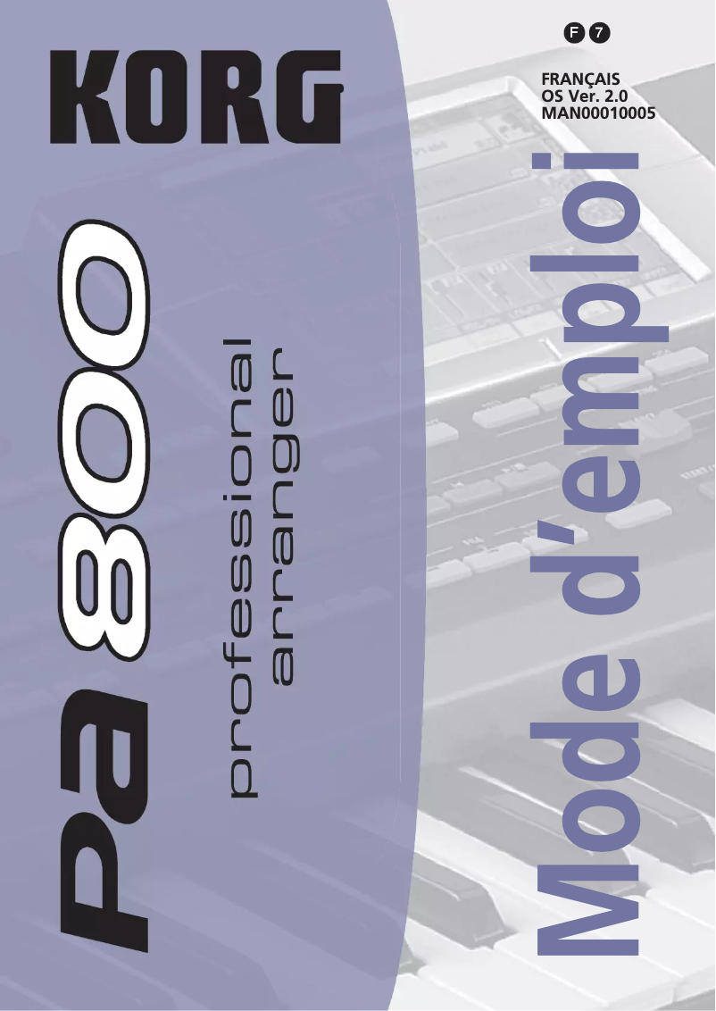 Image de la première page du manuel de l'appareil Pa800