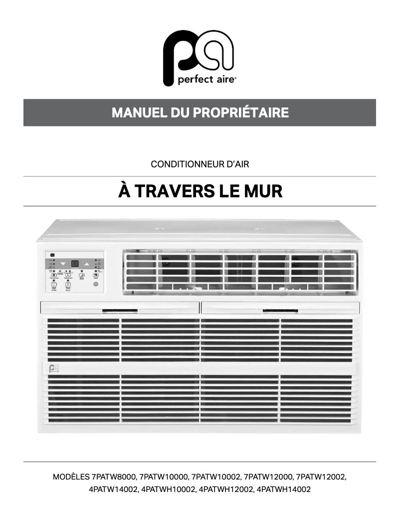 Page 1 de la notice Manuel utilisateur Perfect Aire 4PATWH10002