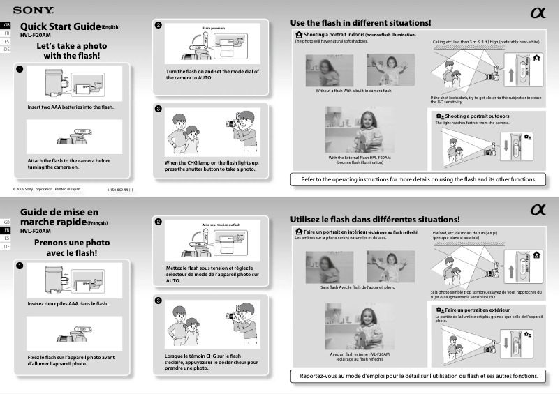 Page 1 de la notice Guide d'installation Sony HVL-F20AM