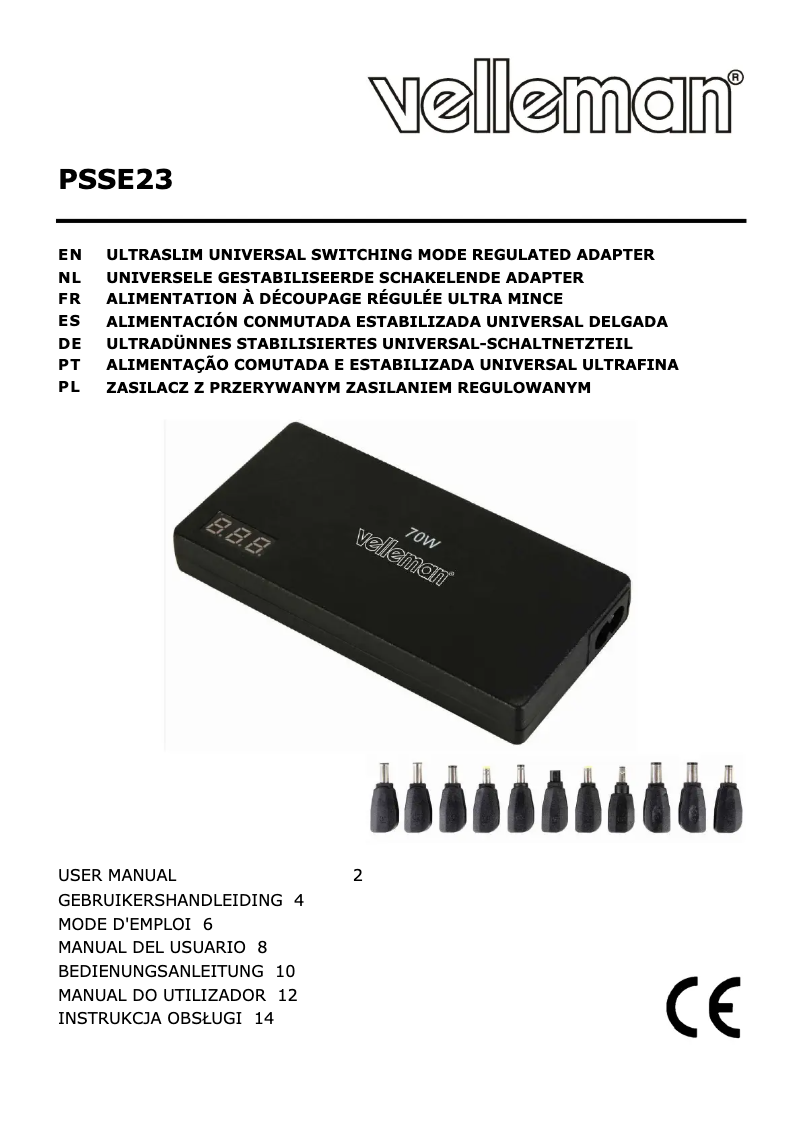 Page 1 de la notice Manuel utilisateur Velleman PSSE23