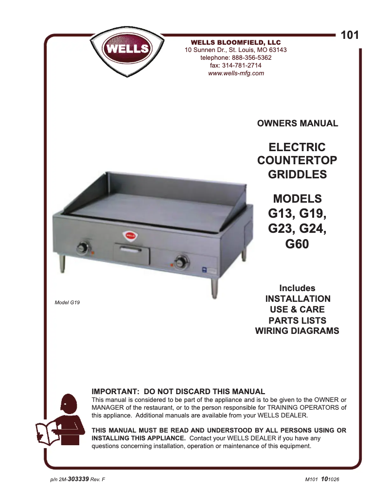 Page n°1 - Manuel utilisateur Wells G13