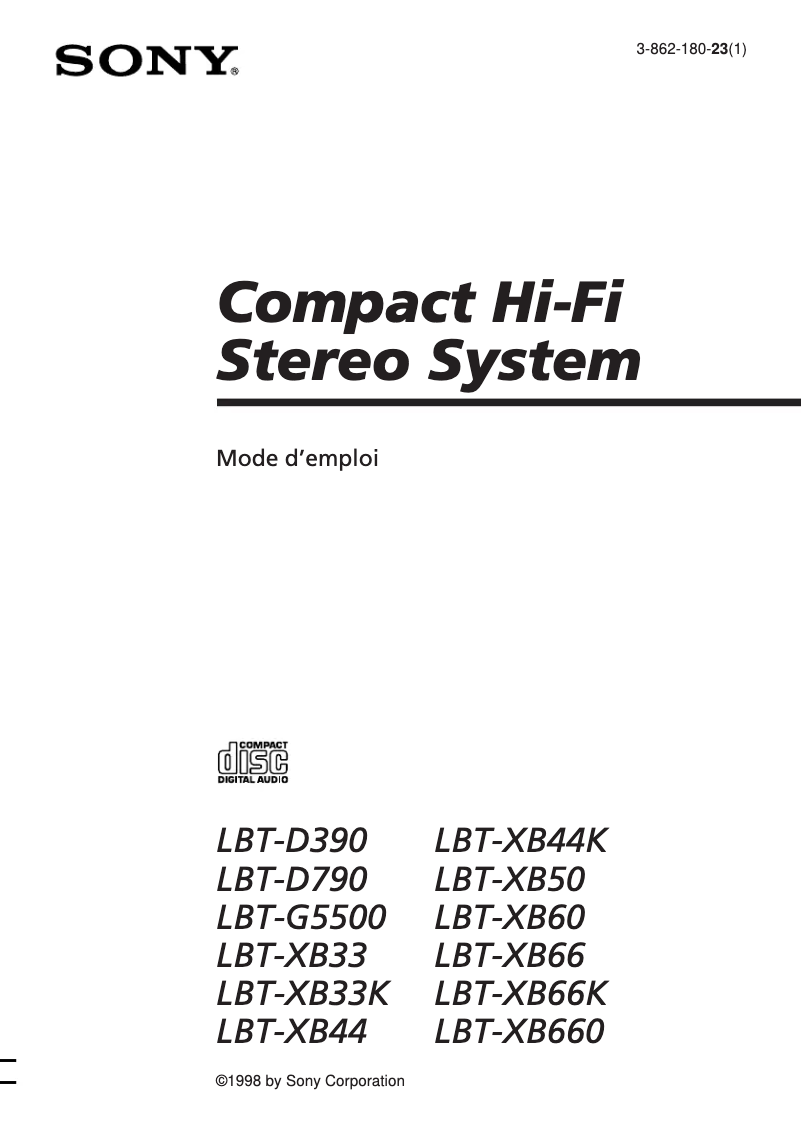 Image de la première page du manuel de l'appareil LBT-XB50