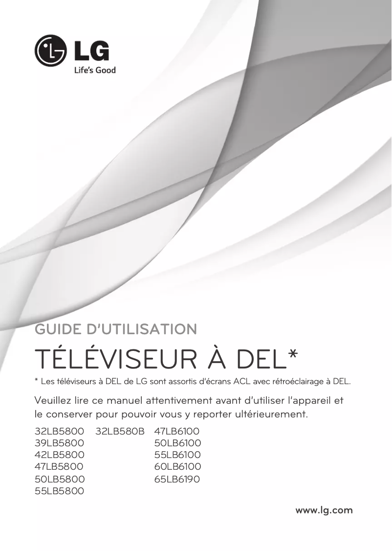 Image de la première page du manuel de l'appareil 55LB6100