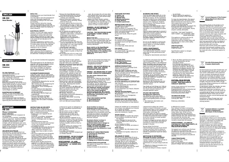 Image de la première page du manuel de l'appareil HB-300