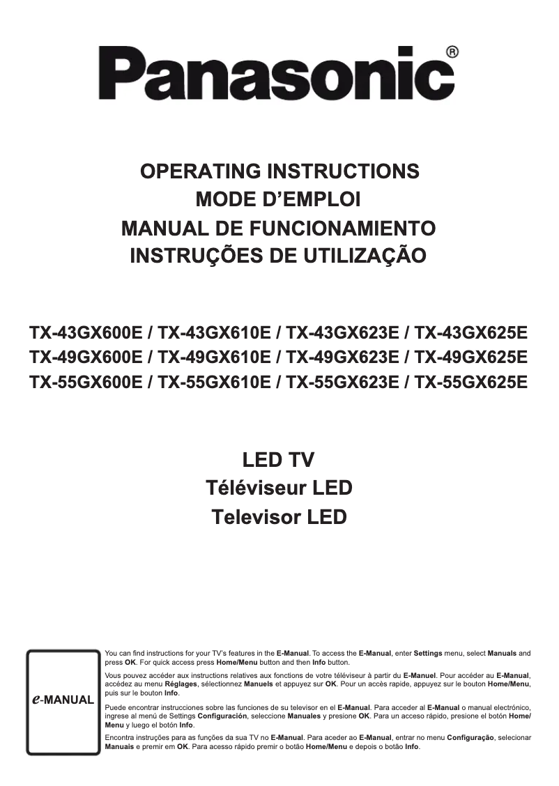 Page 1 de la notice Manuel utilisateur Panasonic TX-49GX623E